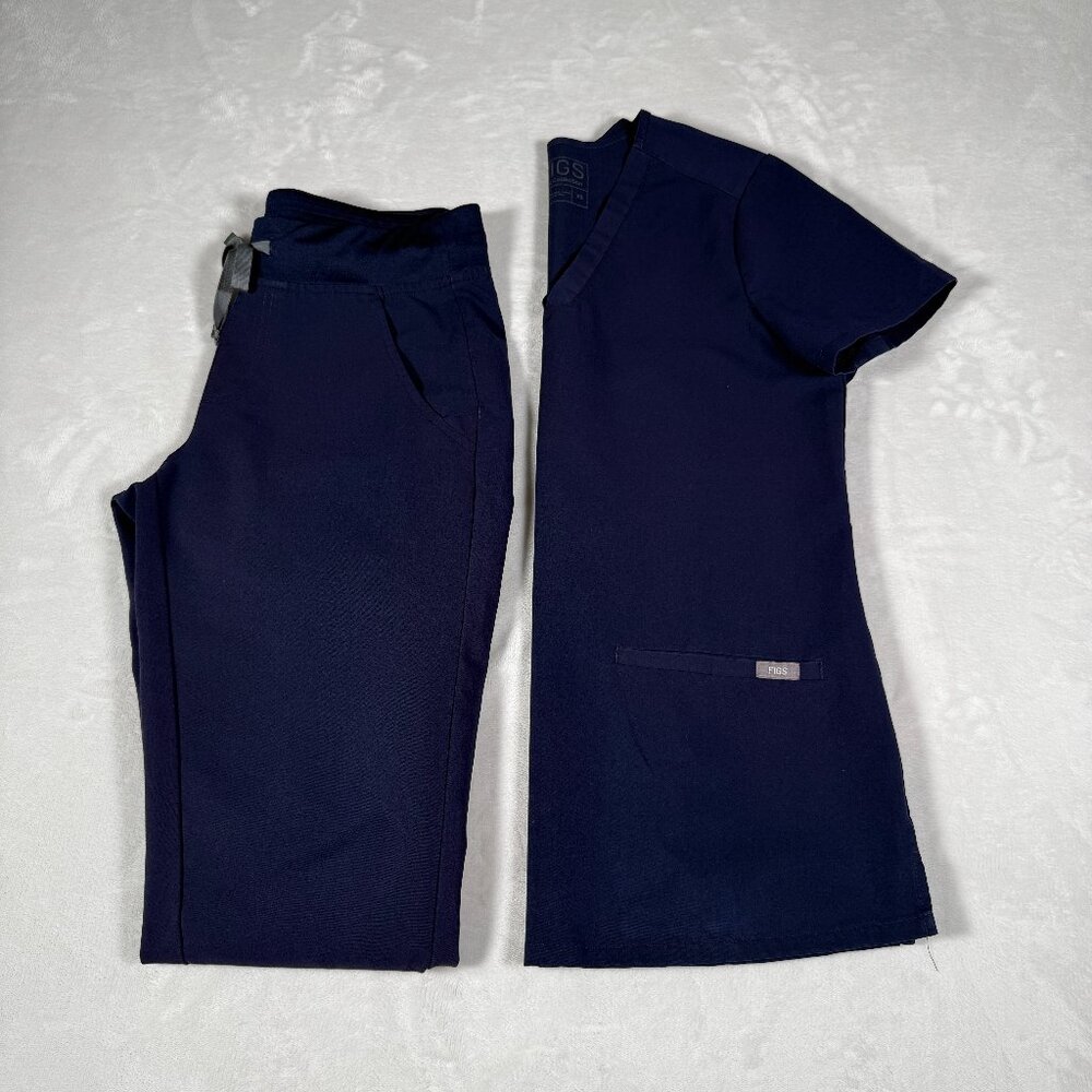 Figs Scrub Set Women Size XS Casma V-Neck Top FW1100 Zamora Jogger Navy Blue